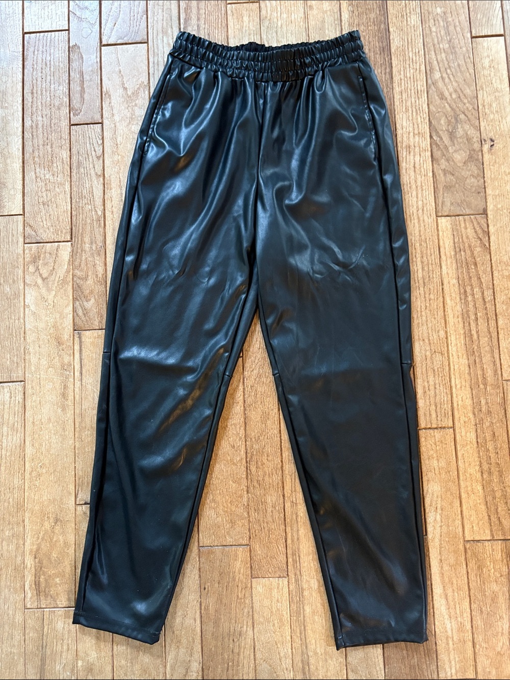 Fabletics Black Faux Leather Jogger Pants